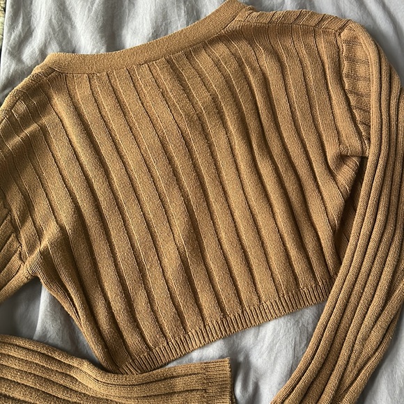 Cropped Ribbed Cardigan Sweater Small - Picture 5 of 6
